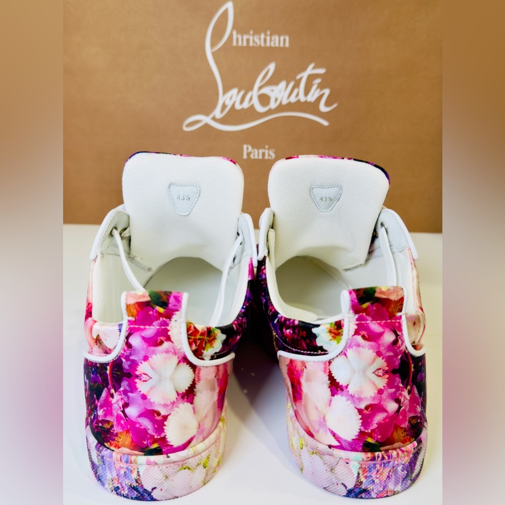 Christian Louboutin Junior Viera Orlato Flat Floral-print Satin Sneakers EU 43.5 - Picture 12 of 15